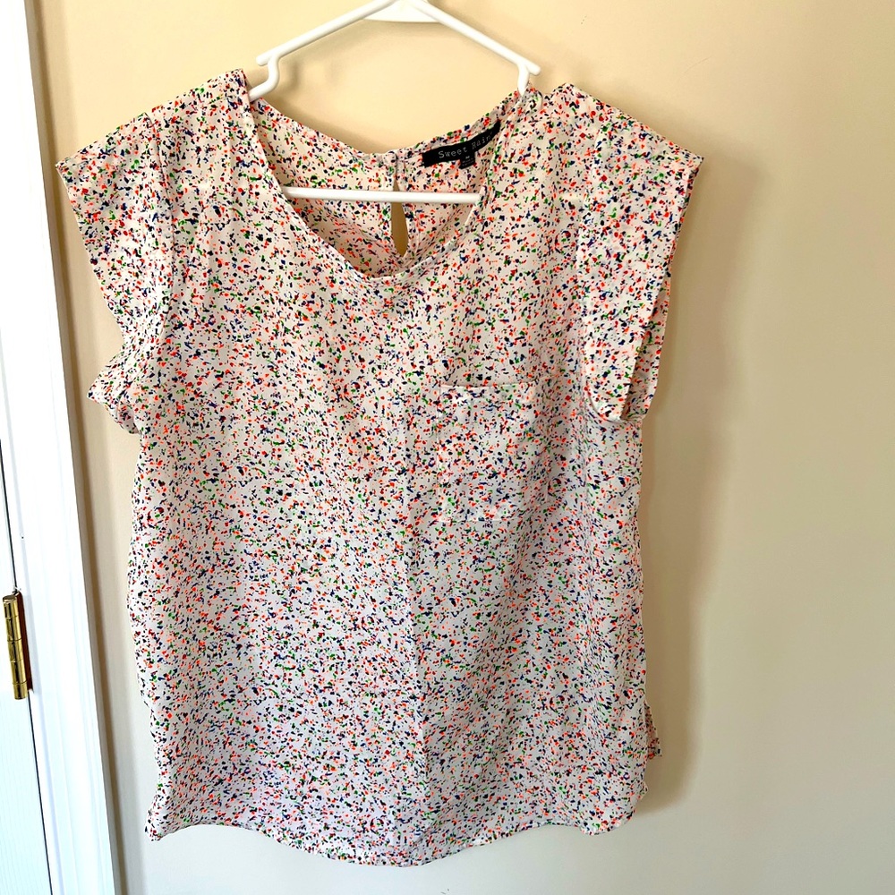 Fun paint splatter sleeveless top